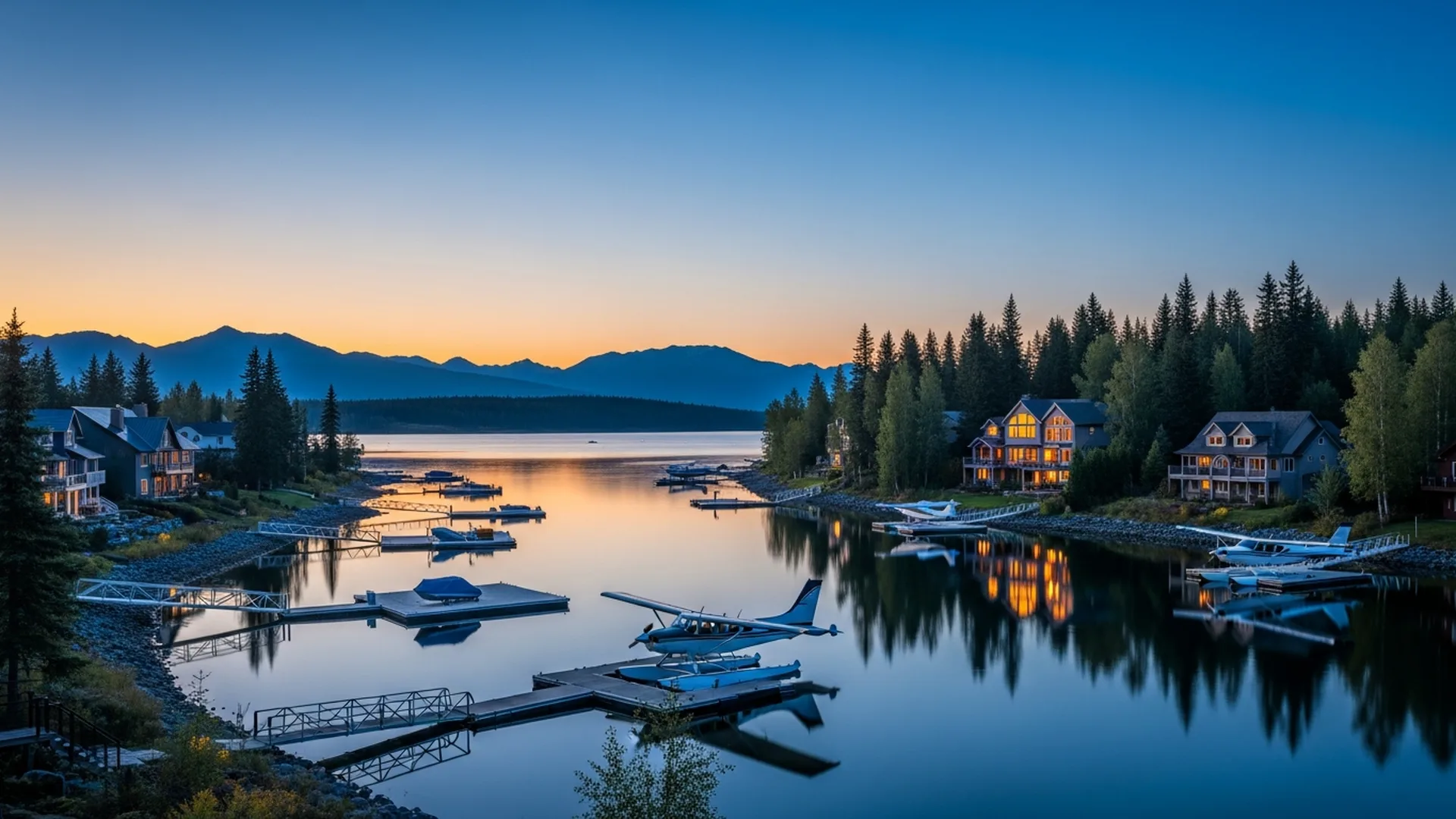 Luxury homes in Campbell Lake in West Anchorage, Alaska — illustrative area imagery
